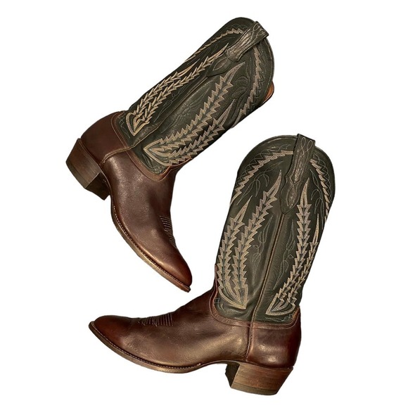 Larry Mahan Other - Larry Mahan Vintage Embroidered blue leather 2 tone western cowboy boots